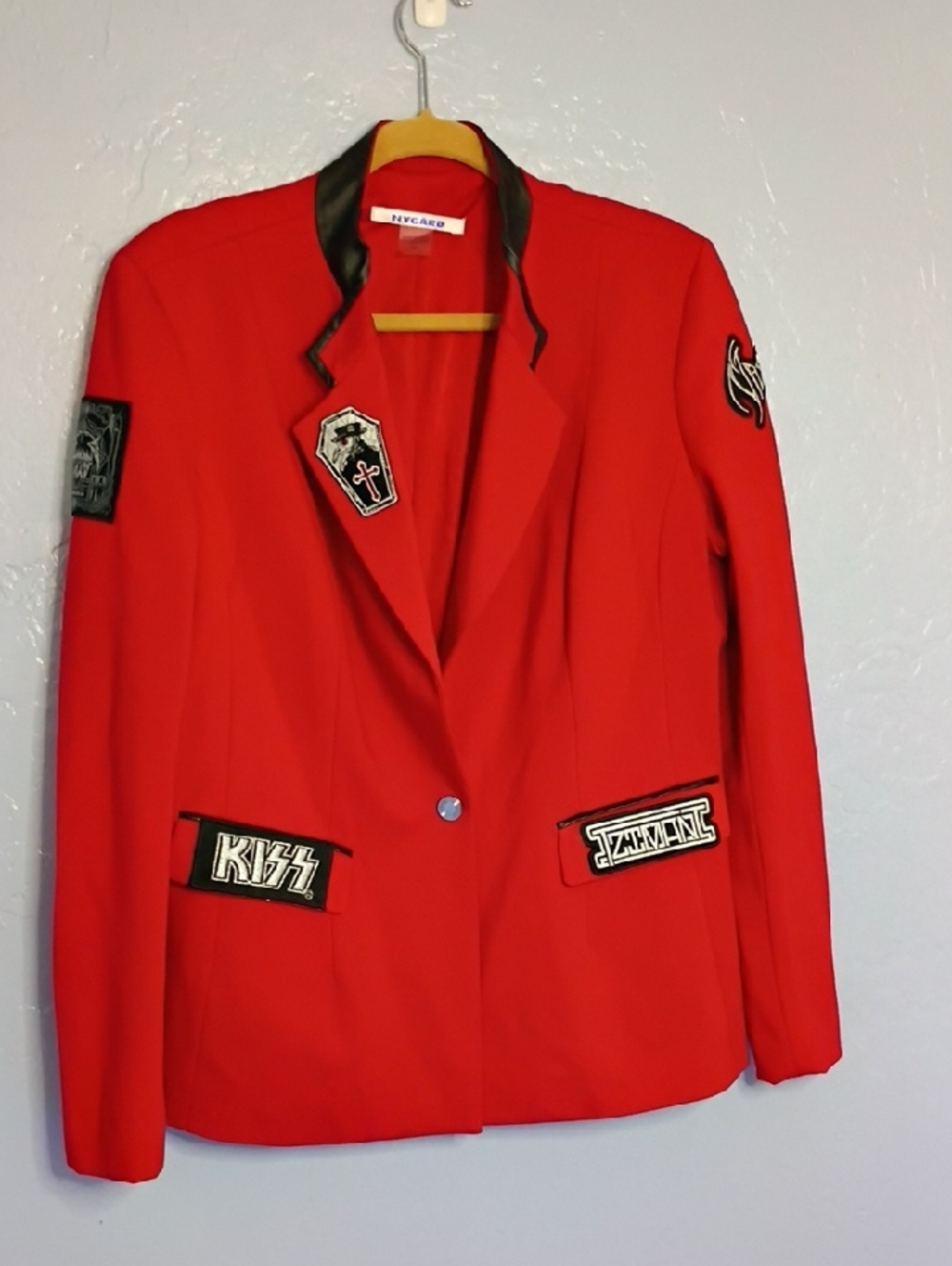New York Gard Red Creative Fashion Embroidered Rock Patches Women's Blazer